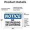 Signmission No Trespassing Or Loitering OSHA Notice Sign, Vinyl Decal, 24in W x 18in L, 2PK OS-2PACK-NS-D-1824-L-14957 - alternate 2